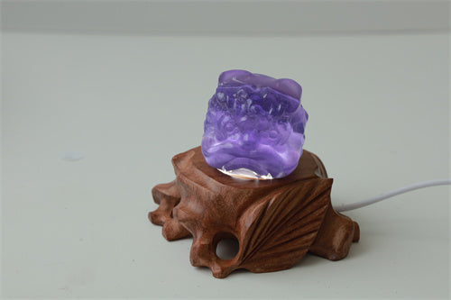 Fluorite carving dancing lion head